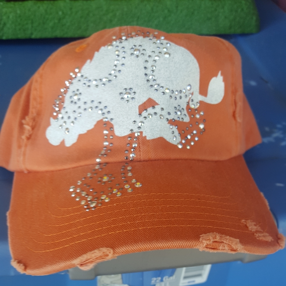 Ladies Orange Frayed Razorback & Cross Ball Cap Ne